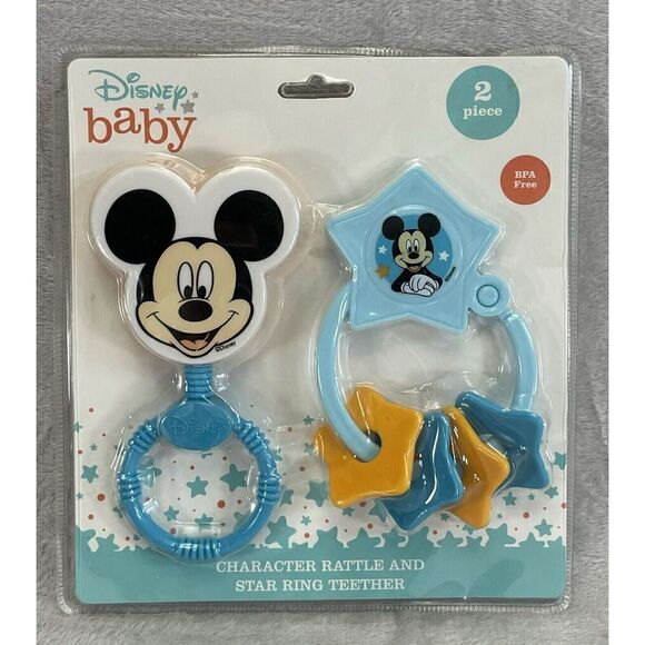 Disney Mickey Mouse Character Rattle & Star Ring Teether. BPA Free - Picture 1 of 6
